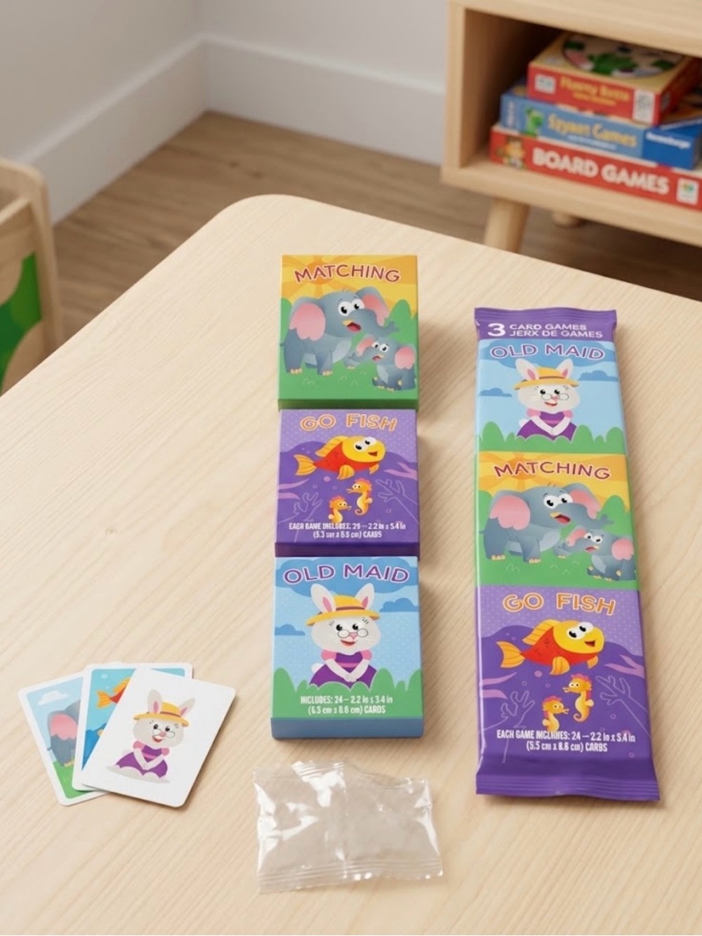 Like New Unbranded 3-in-1 Kids Card Games Set (Go Fish, Matching, Old Maid) 